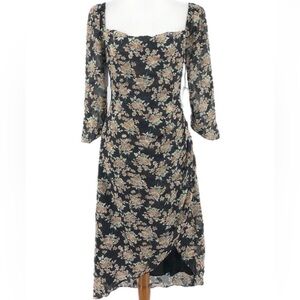 Floret Studios Black Floral Dress like Reformation